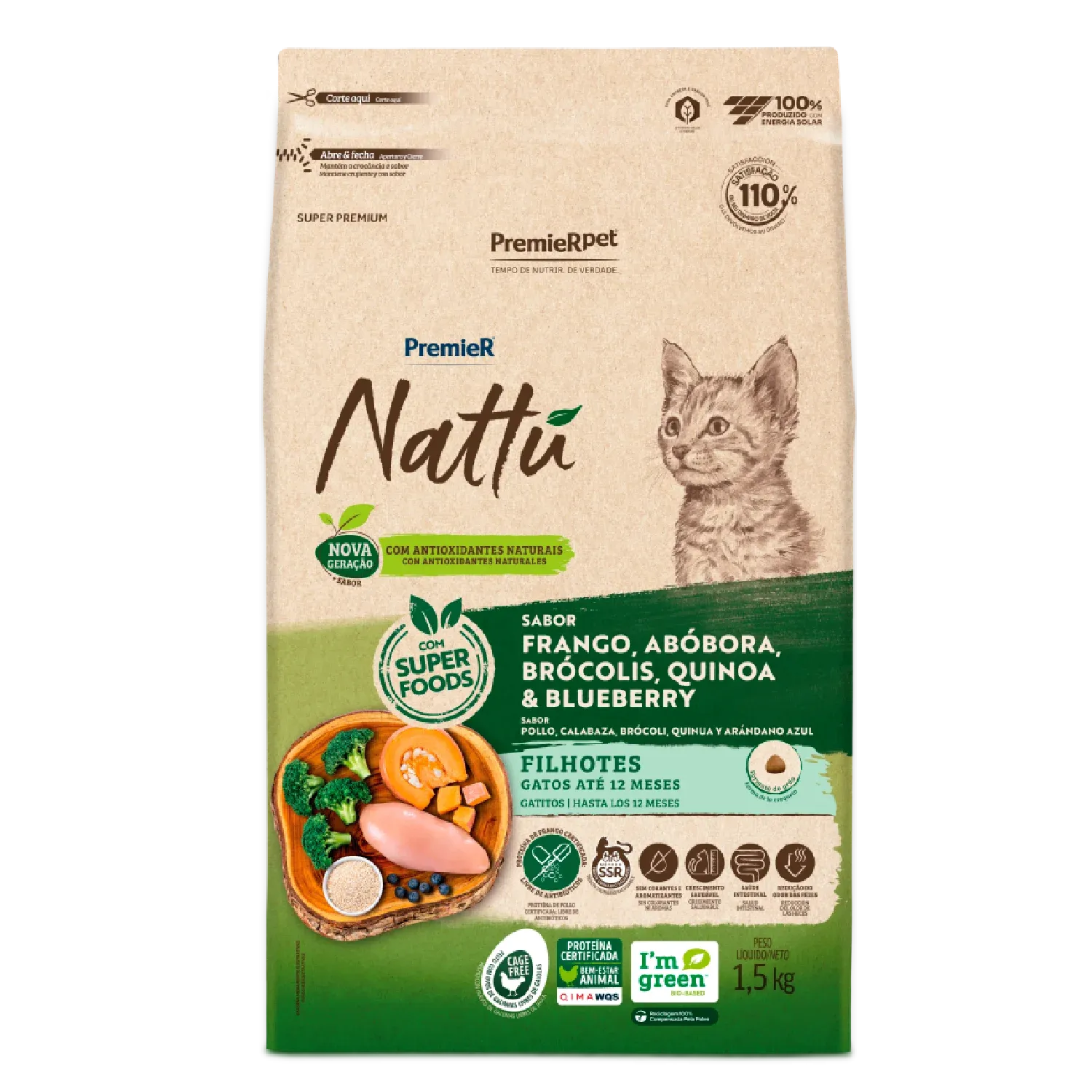 Ração Premier Nattu Gatos Filhotes Abóbora